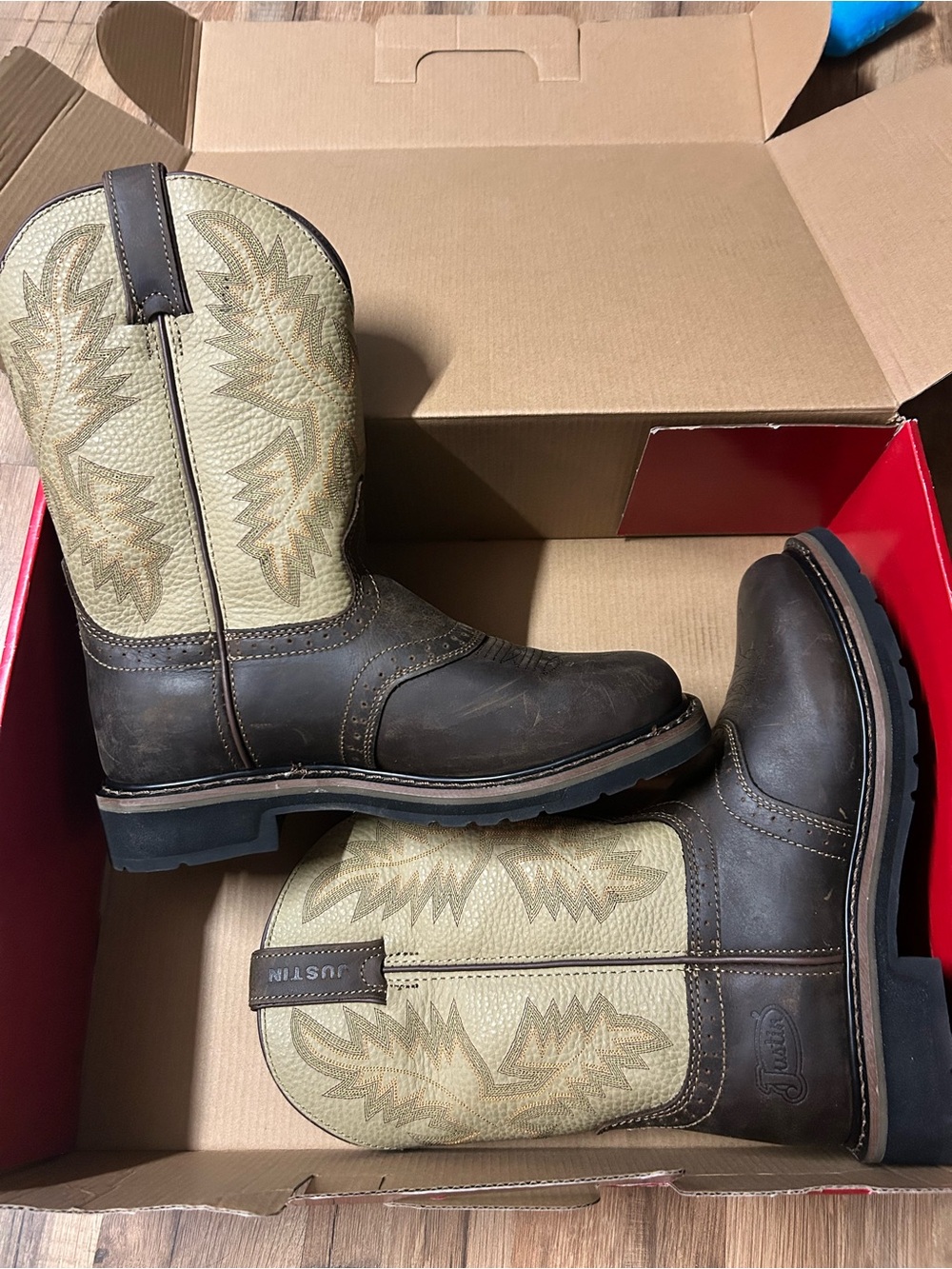 Justin Men's SE4660 Brown Round Toe Superintend Cowboy Western Boots - Size 8.5D